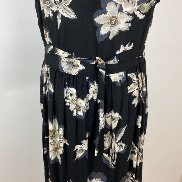 VTG 90s Grunge Floral Print Maxi Dress Daisy Rayon - Picture 5 of 8